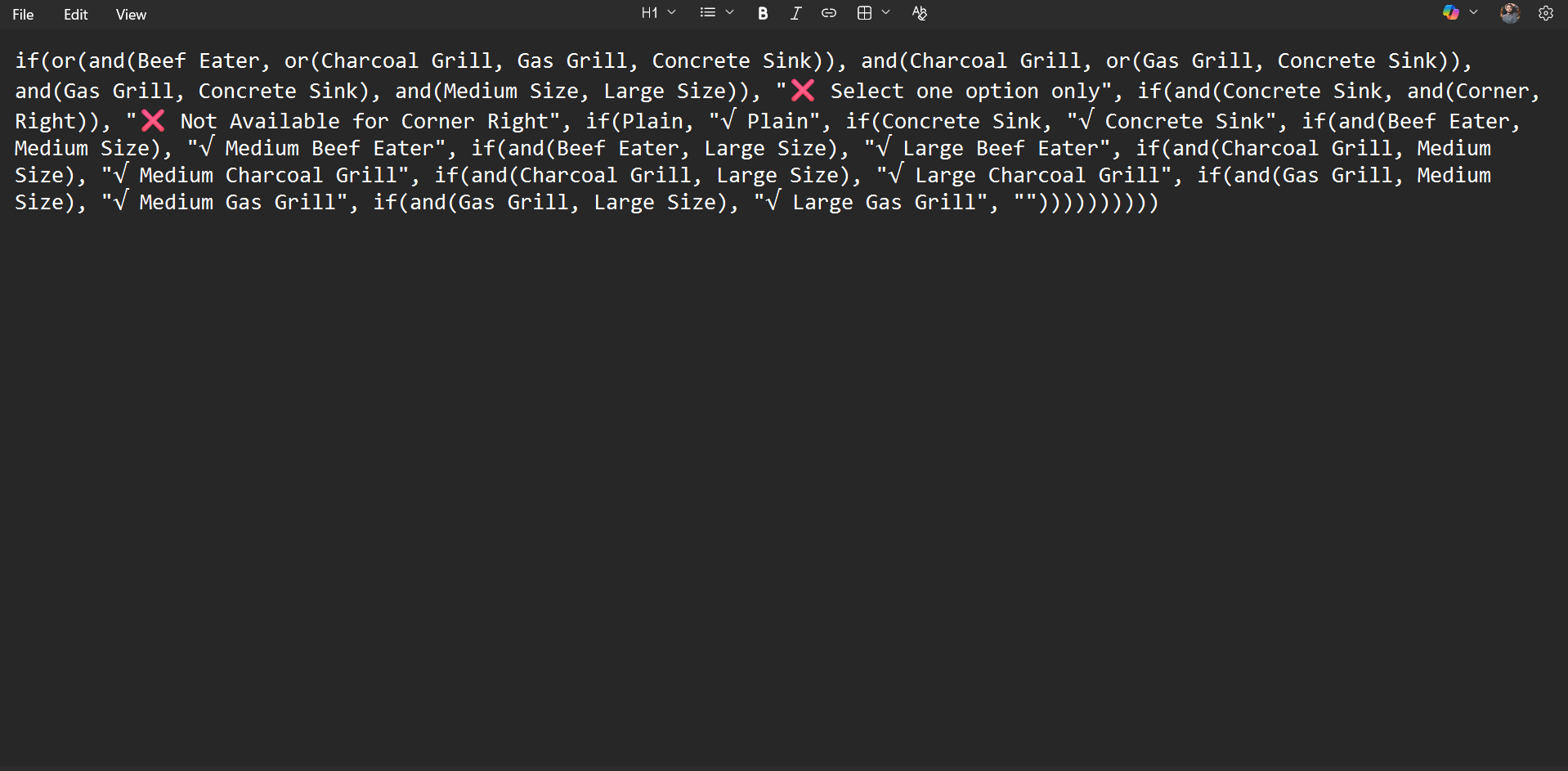 Parametric Formula 5